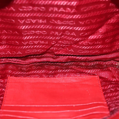 Prada Shoulder Bag Crossbody Red Nylon Leather Gold — view 4