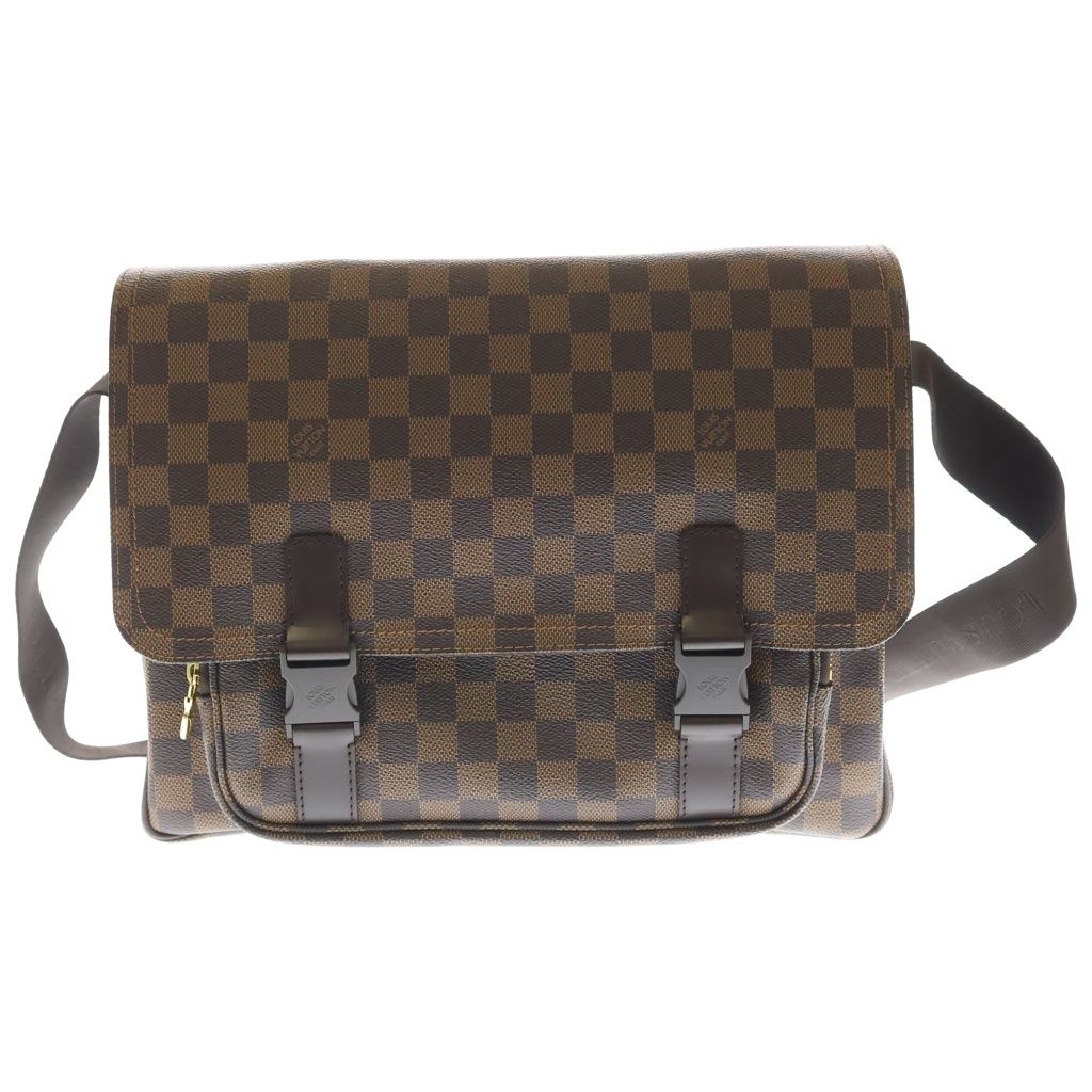 Louis Vuitton Damier Messenger Melville Shoulder Bag Brown Leather Gold