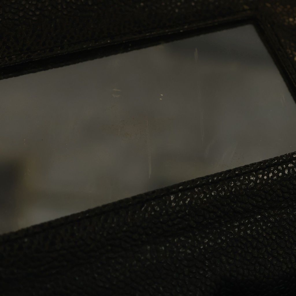 Chanel Quilted Shoulder Bag Black Caviar Leather Silver — view 6