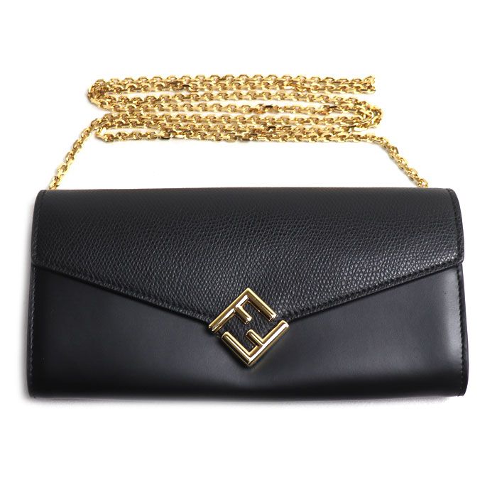 Fendi FF Diamond Chain Wallet Black