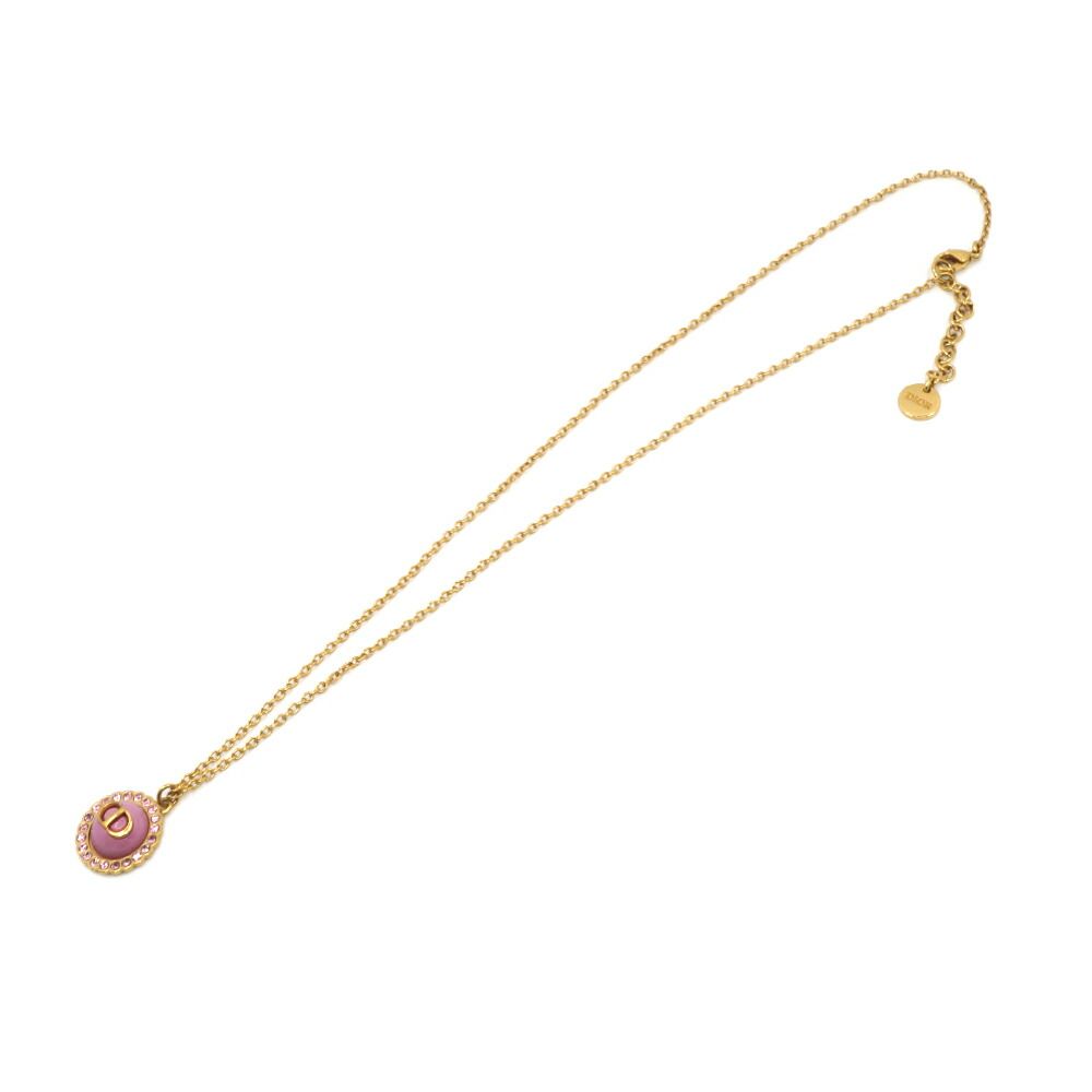 Dior Petit CD Necklace Logo Pink Gold Metal — view 3