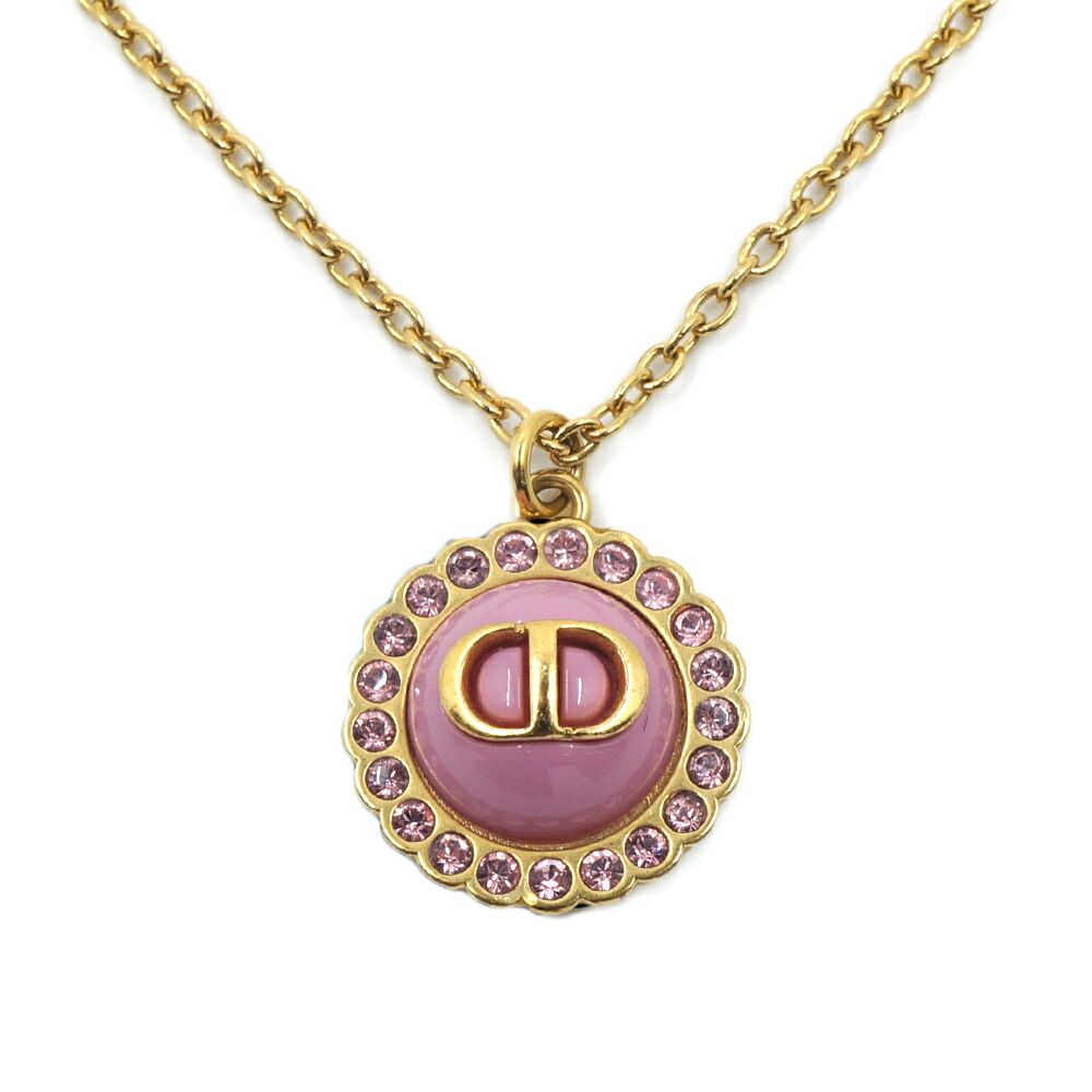 Dior Petit CD Necklace Logo Pink Gold Metal