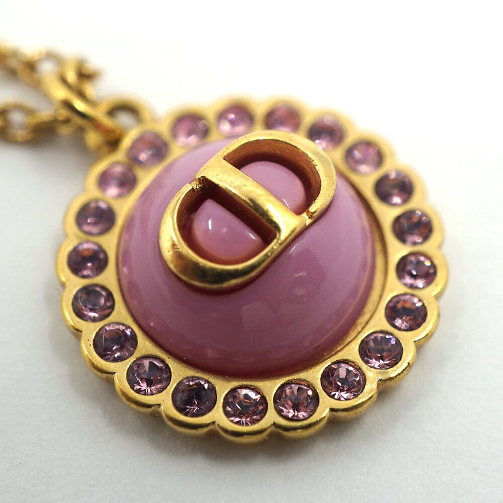 Dior Petit CD Necklace Logo Pink Gold Metal — view 8