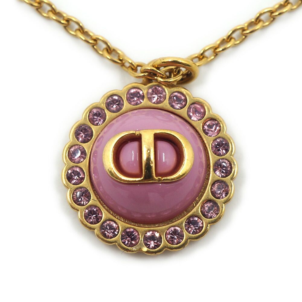 Dior Petit CD Necklace Logo Pink Gold Metal — view 5