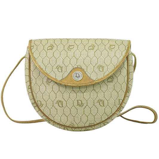 Dior Honeycomb Pattern Shoulder Bag Pochette Beige