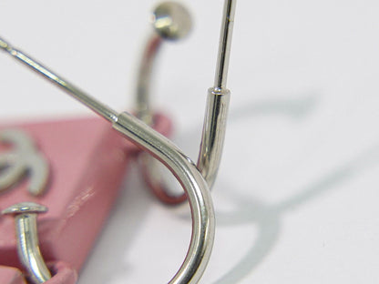 Chanel CC Logo Earrings Plastic Metal Pink Silver — view 6