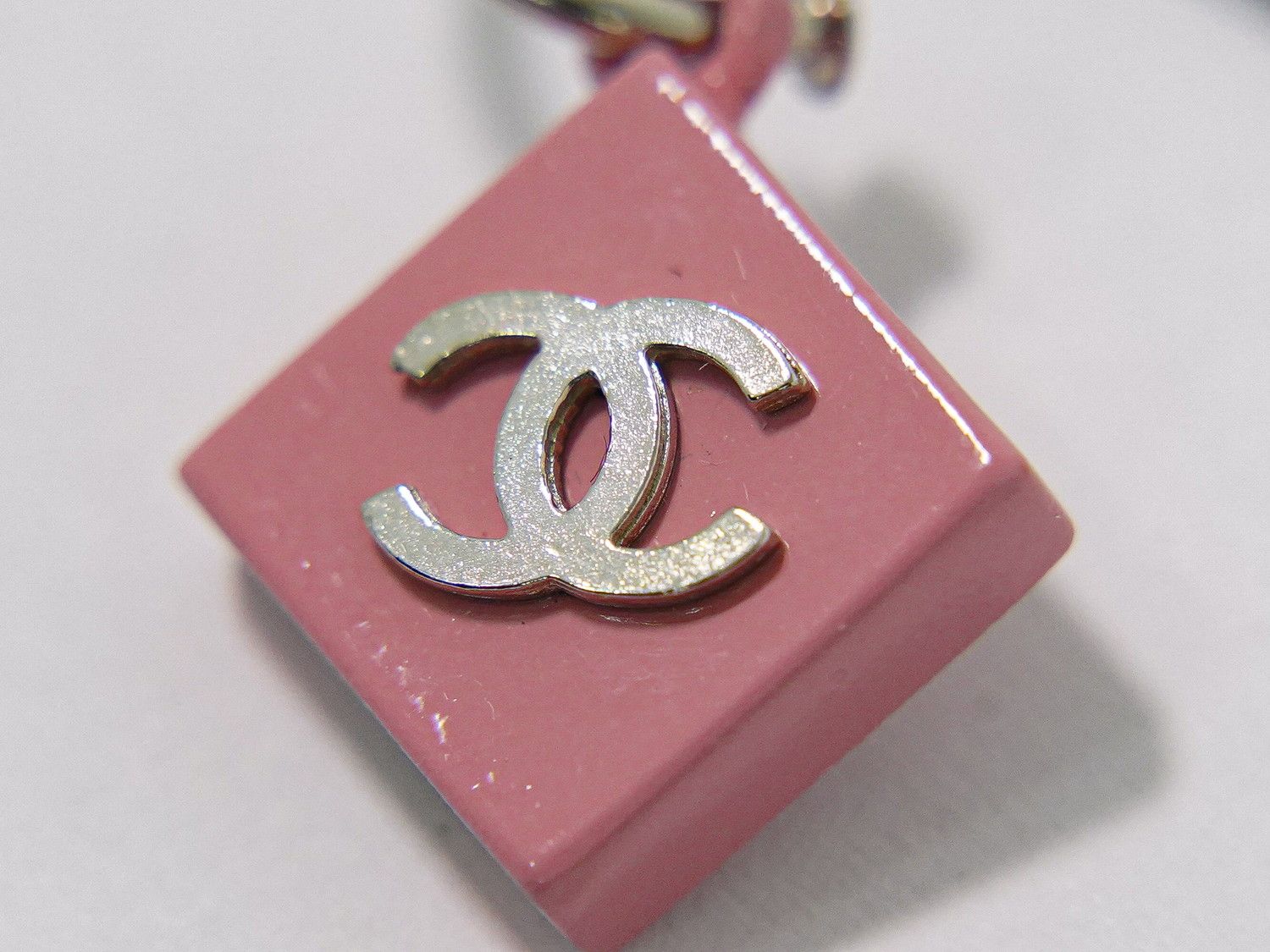 Chanel CC Logo Earrings Plastic Metal Pink Silver — view 5