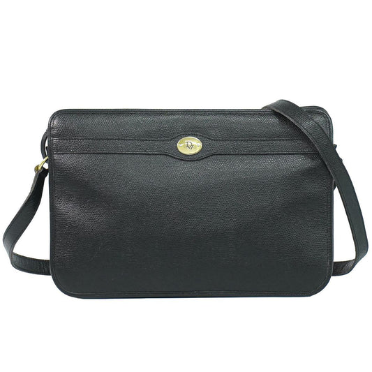 Dior Leather Shoulder Bag Pochette Black
