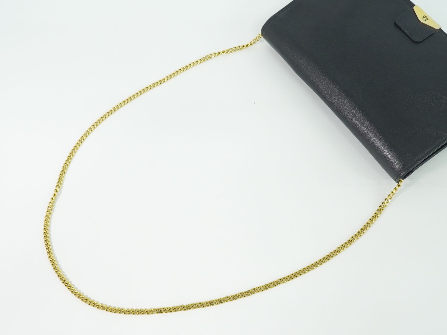 Dior Leather Chain Shoulder Bag Navy — view 4