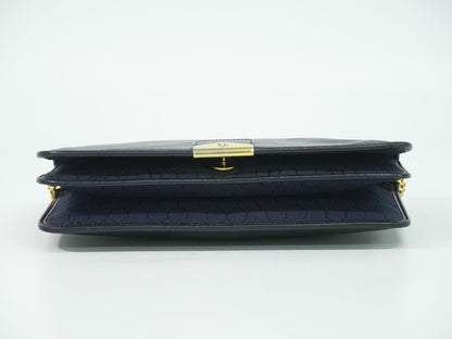 Dior Leather Chain Shoulder Bag Navy — view 3