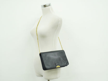 Dior Leather Chain Shoulder Bag Navy — view 6