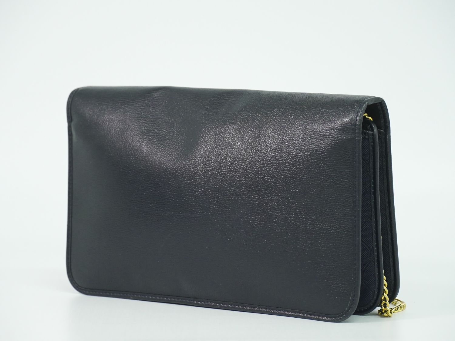 Dior Leather Chain Shoulder Bag Navy — view 2
