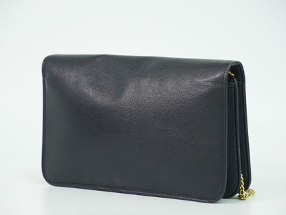 Dior Leather Chain Shoulder Bag Navy — view 2