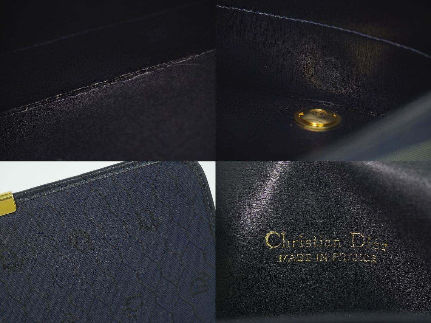 Dior Leather Chain Shoulder Bag Navy — view 9