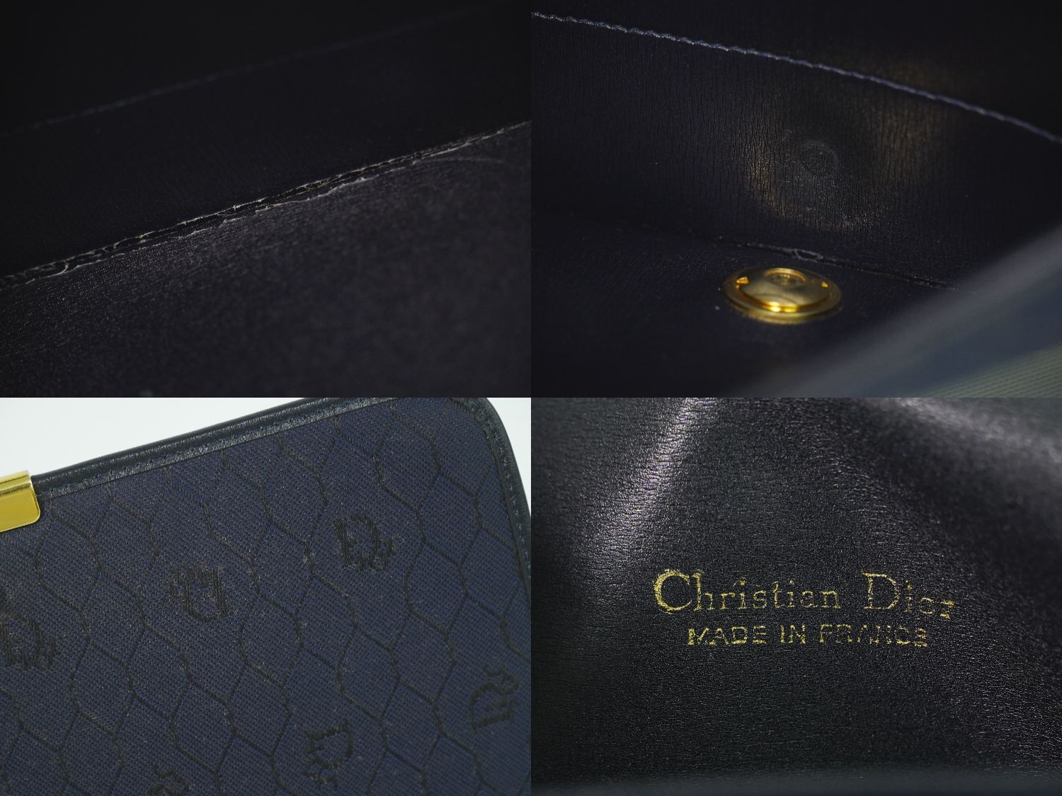 Dior Leather Chain Shoulder Bag Navy — view 9