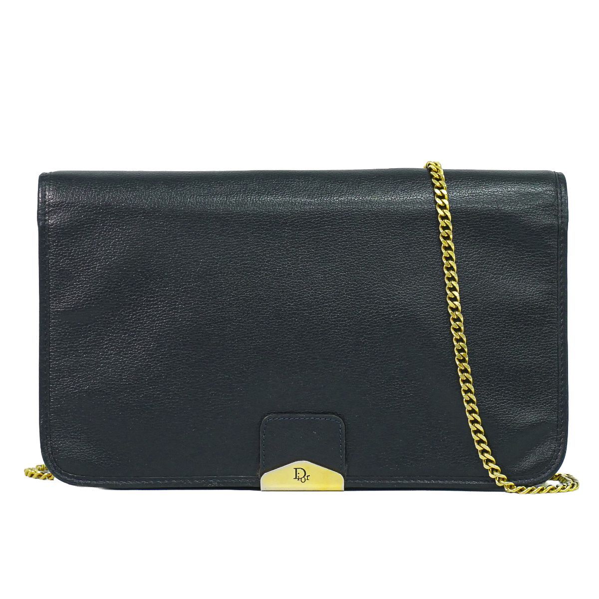 Dior Leather Chain Shoulder Bag Navy