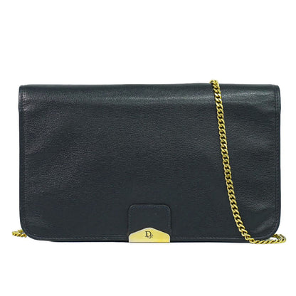 Dior Leather Chain Shoulder Bag Navy