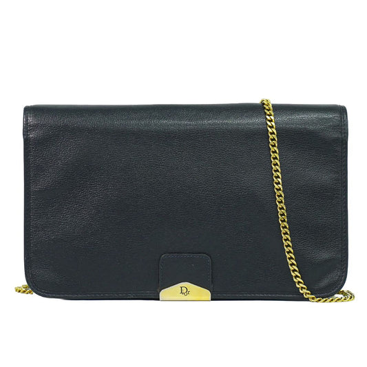 Dior Leather Chain Shoulder Bag Navy