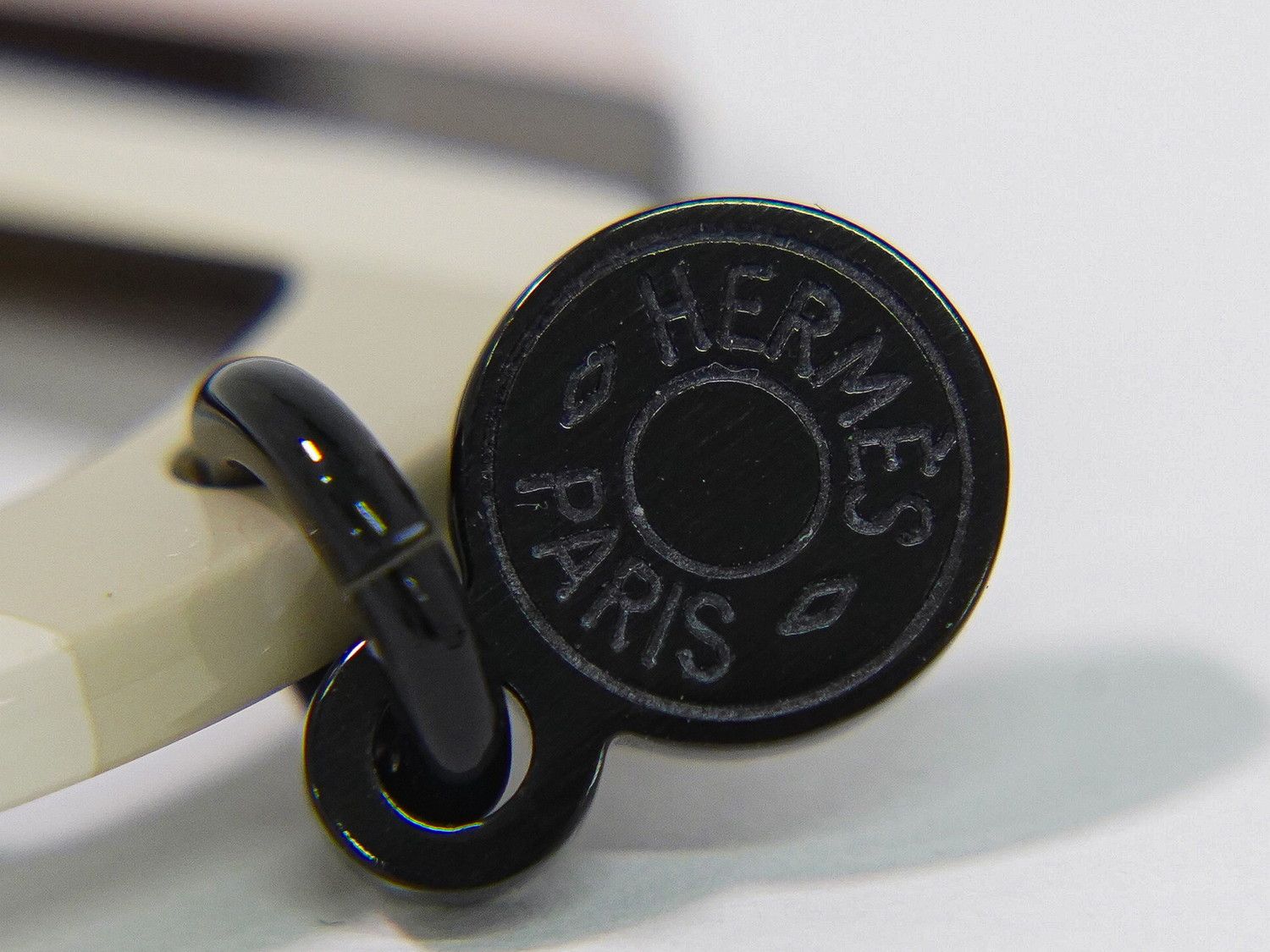 Hermes Equipe Buffalo Horn Earrings Metal Silver Multicolor — view 4