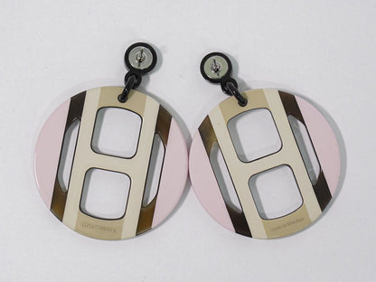 Hermes Equipe Buffalo Horn Earrings Metal Silver Multicolor — view 2