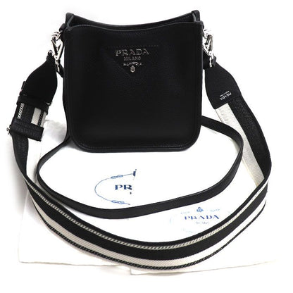 Prada Vitello Daino Shoulder Bag Black — view 8