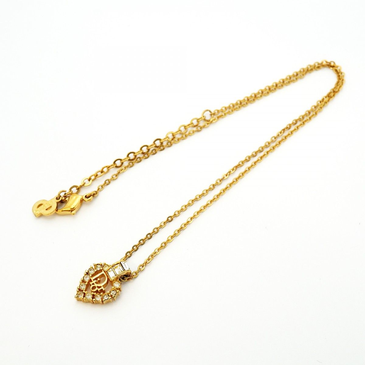 Dior Necklace Logo Gold Plated Line Stone — view 3