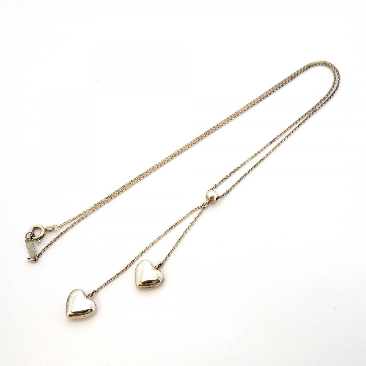 Tiffany & Co Necklace Double Drop Heart 925 Sterling Silver — view 3