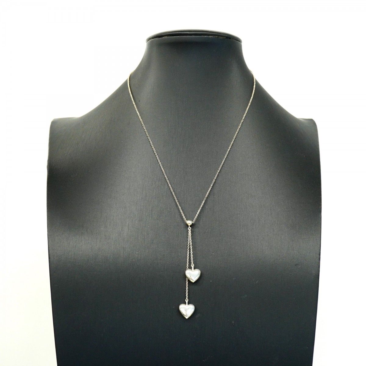 Tiffany & Co Necklace Double Drop Heart 925 Sterling Silver — view 6