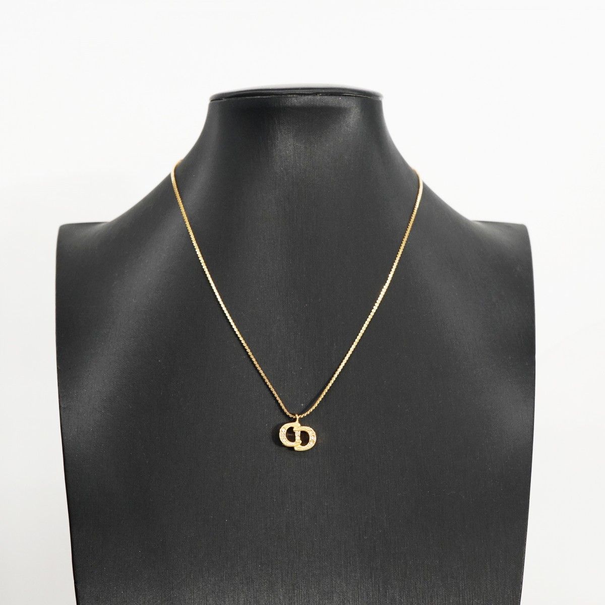 Dior Necklace CD Logo Gold Plated Line Stone — view 5