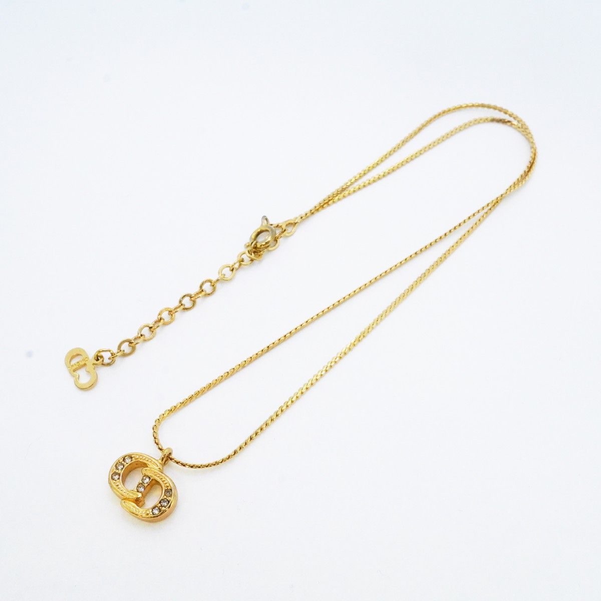 Dior Necklace CD Logo Gold Plated Line Stone — view 3