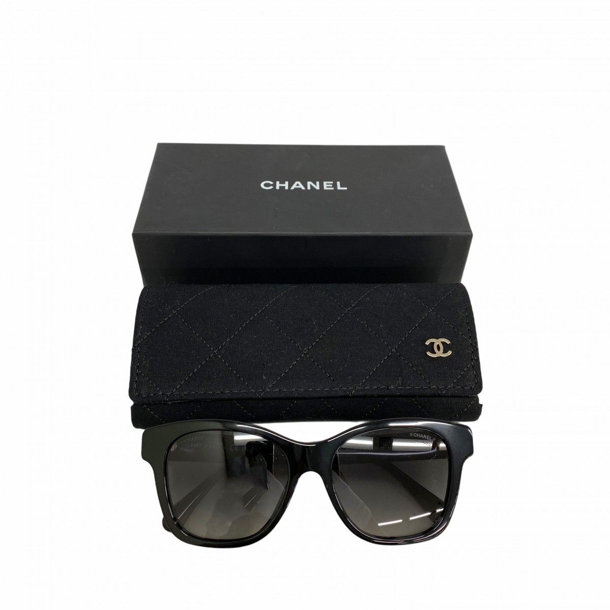 Chanel Sunglasses Acetate Black Champagne Gold Eyewear — view 7