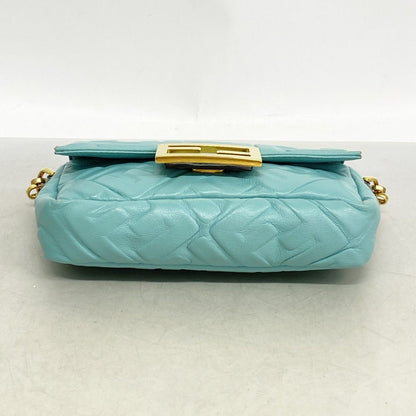 Fendi Handbag Baguette Mini Leather Emerald Green Silver 2-Way — view 3