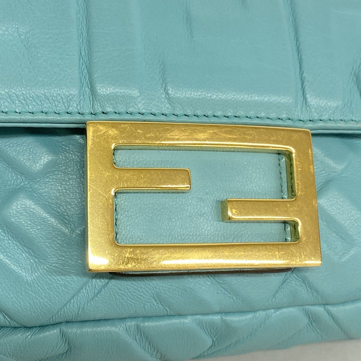 Fendi Handbag Baguette Mini Leather Emerald Green Silver 2-Way — view 8
