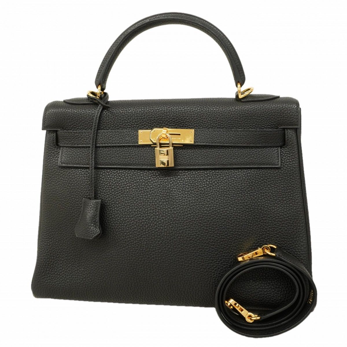 Hermes Handbag Kelly 32 Togo Black Gold 2-Way Bag