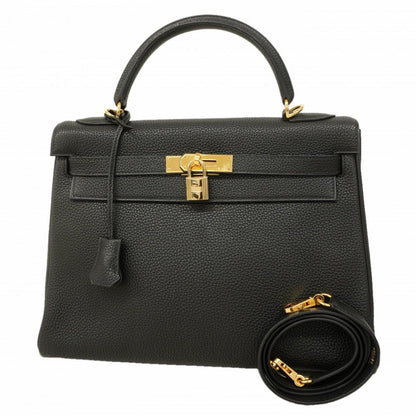 Hermes Handbag Kelly 32 Togo Black Gold 2-Way Bag