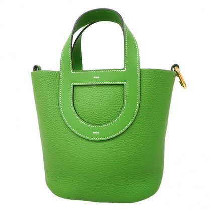 Hermes Handbag in the Loop PM Taurillon Clemence Vert Yucca Gold