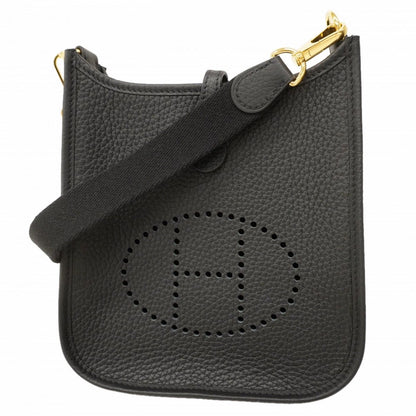 Hermes Shoulder Bag Evelyne TPM Taurillon Clemence Black Gold