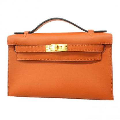 Hermes Handbag Pochette Kelly Swift Cui Buru Gold