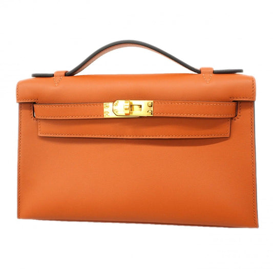 Hermes Handbag Pochette Kelly Swift Cui Buru Gold
