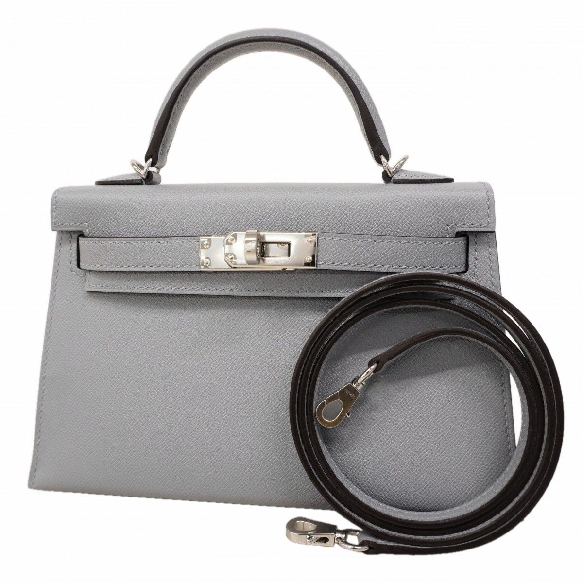 Hermes Handbag Mini Kelly 2 Madame Gris Perle Silver