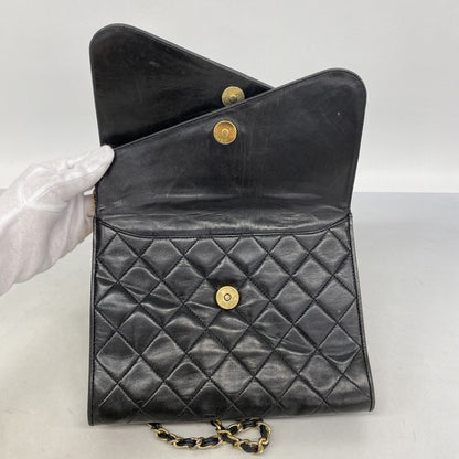 Chanel Shoulder Bag Quilted Lambskin Black Gold — view 9