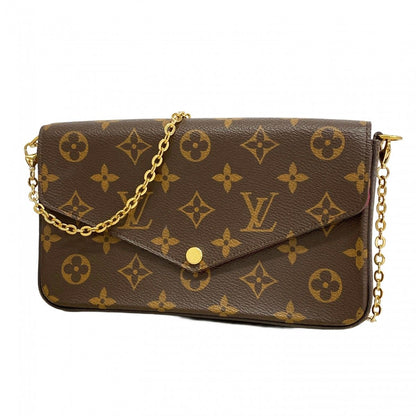 Louis Vuitton Shoulder Wallet Monogram Pochette Felicie Brown Fuchsia