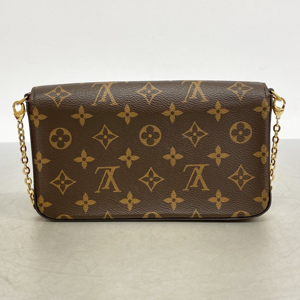 Louis Vuitton Shoulder Wallet Monogram Pochette Felicie Brown Fuchsia — view 9