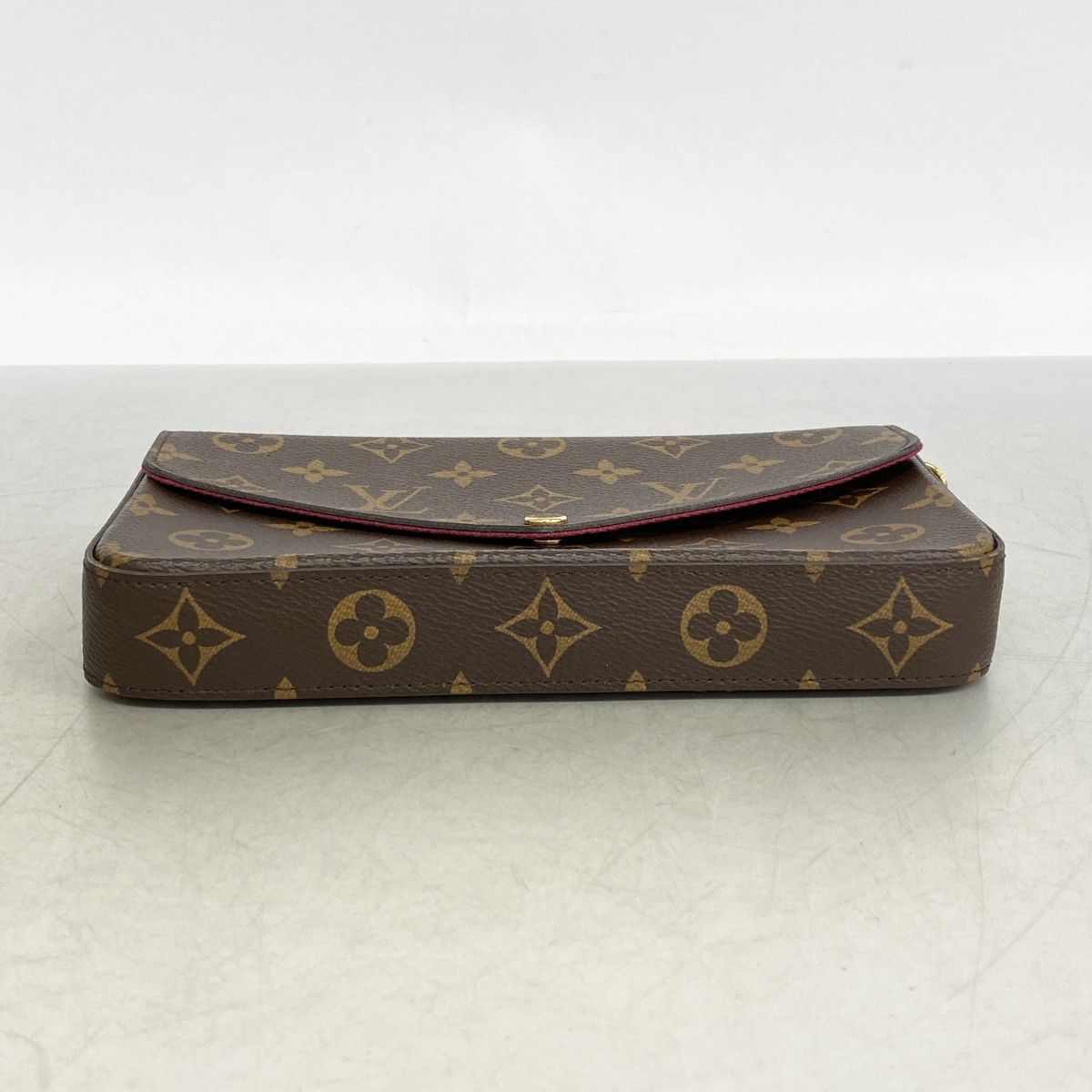 Louis Vuitton Shoulder Wallet Monogram Pochette Felicie Brown Fuchsia — view 3