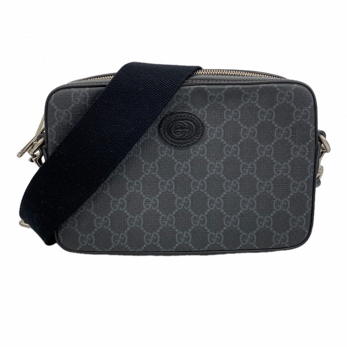 Gucci Shoulder Bag GG Supreme Black Gray Silver
