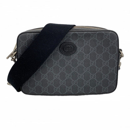 Gucci Shoulder Bag GG Supreme Black Gray Silver