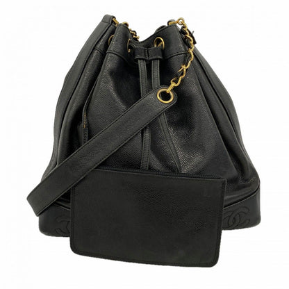 Chanel Shoulder Bag Triple Coco Caviar Leather Black Gold