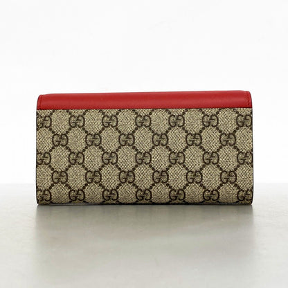 Gucci Wallet GG Supreme Leather Beige Brown Red Gold — view 9