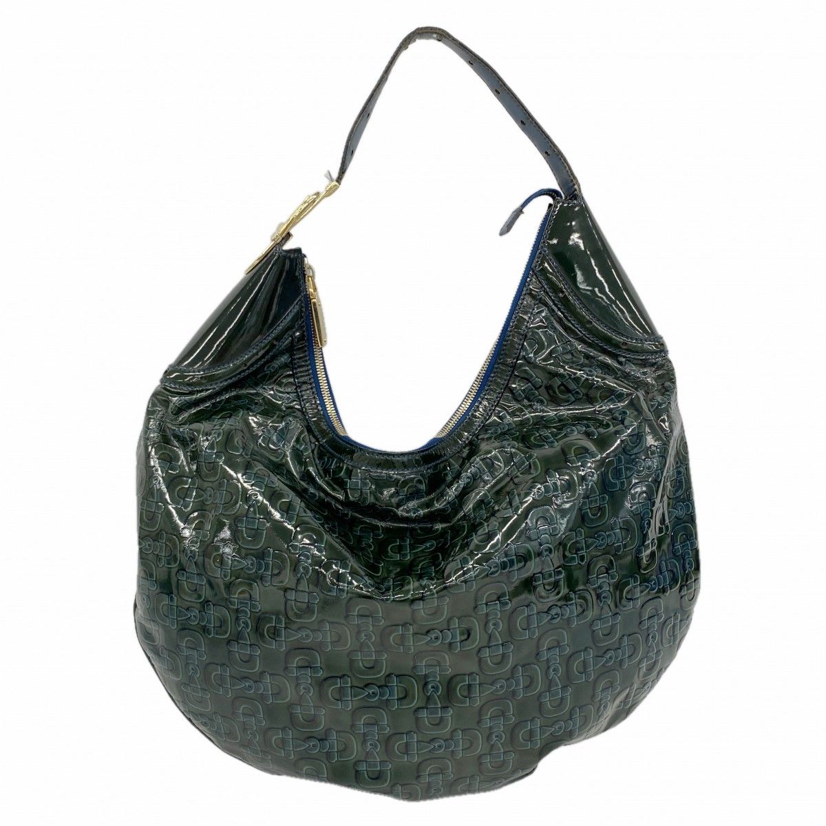 Gucci Shoulder Bag Horsebit Enamel Green Chien Pants Gold