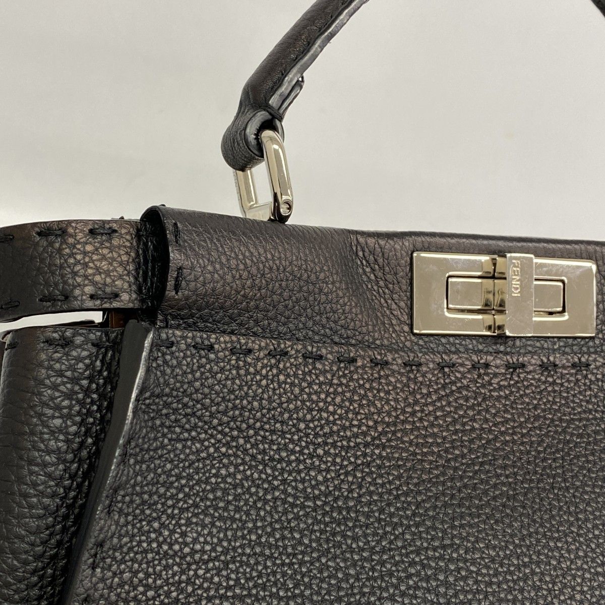 Fendi Handbag Selleria Peekaboo Leather Black Silver — view 7